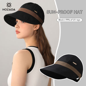 HOZADA Women Sun Cap Sun Hat Large Brim Summer Cap Women Ponytail Baseball Cap Sunscreen Cap Outdoor Urban Sports Sun Protection Hat Can Wear Mask for Outdoor Travel