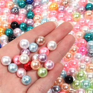 50-1000Pcs With Hole ABS Imitation Pearl Beads 3/4/6/8/10/12MM Round Plastic Acrylic Spacer Beads for DIY Bracelet Necklace