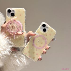 Magical Star Girl Phone Case with Stand Powerful Magnetic Absorption Silicone Protective Cover for Apple 16 iPhone 16 pro Max