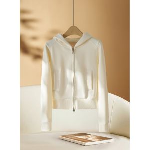 White Hooded Short Style Sportswear Jacket for Petite Women