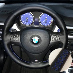 Car Steering Wheel Cover For BMW M Sport E87 E81 E82 E88 X1 E84 M3 E90 E91 E92 E93 Hand-stitched Microfiber Leather Interior
