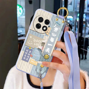 OnePlus Ace2 Phone Case Soft Silicone Wrist Strap Holder Anti-Fall Full Protection Couple Women Crossbody Neck Rope Strap Knitted Pattern