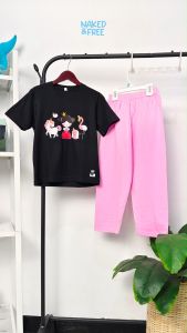 Naked & Free Piyama Pendek Anak Series Animal Princess Usia 2-8 Tahun Bahan Katun Combed 30s Premium