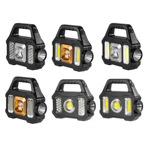 【New Arrival】 LED Portable Searchlight Non-Slip Waterproof Solar Work Spotlight Lamp Multifunctional Power Display With Side Light for Mountaineering Hiking