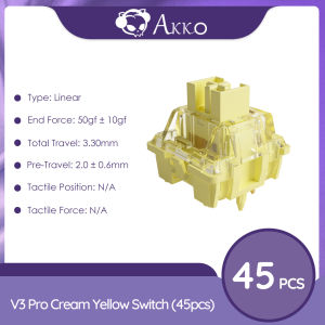 Akko | Akko V3 pro Cream Yellow Switch 5 Pin 50gf Linear Switch with Dustproof Stem Compatible with MX Mechanical Keyboard (45 pcs)