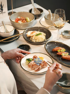 Creative Ceramic Dinner Plate Nordic Style Pure Color Glaze Deep round Dish Western Cuisine Home Use 8 Inch Handmade Dish