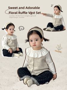 Sleeved Lace Knitted Sweater Set and Top Blouse Matching Denim Pants