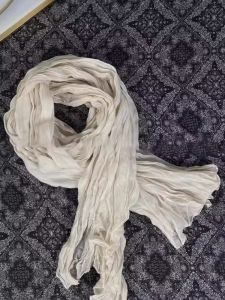 Casual Cotton Linen Folded Scarf Shawl Two-In-One Spring Autumn Lightweight Sun Protection Silk Scarf for Travel Leisure