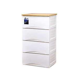 Tutusbaby Minimalist Wooden Top Storage Drawer Cabinet with Built In Child Lock (58cm length) (3 4 & 5 Tiers)
