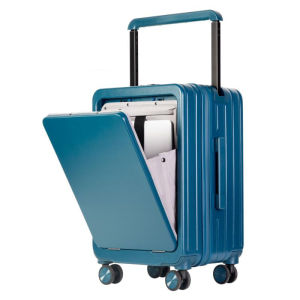 Womens 20 Inch Carry-On Luggage Travel Bag with Password Lock Large Capacity Pull Rod Suitcase Polyester Material Solid Color