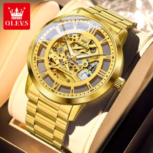 OLEVS | Đồng Hồ Cơ Tự Động Thiết Kế Mở Vàng Phong Cách Doanh Nhân Chống Nước Đèn Đêm