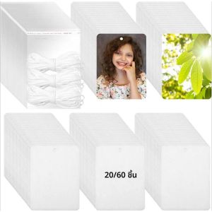 แผ่นหอมปรับอากาศในรถยนต์แบบซับลิเมชั่น 20/60 ชิ้น แผ่นหอมแขวนสำหรับรถยนต์และบ้าน แพ็คใหญ่พร้อมถุงและเชือก