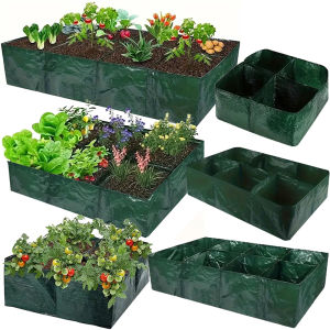 Large Garden Planting Bag Multi-grid Vegetable Pot Flower Nutrition Handle Grow Rectangle Nursery Outdoor Container Tools
