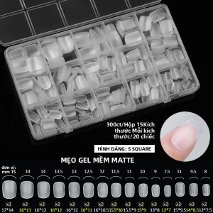 300 Chiếc Móng Tay Giả Acrylic Pháp Siêu Ngắn Mờ Phủ Kín Dán Liền Hình Hạnh Nhân Dụng Cụ Trang Trí Móng Tay