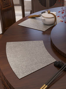 Leather round Table Mat Chinese Style Hotel Special Fan Shape Dining Table Pads Waterproof Oil Resistant High End Heat Insulation Pads