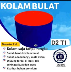 Terpal kolam Bulat A20 korea Diameter 2 Tinggi 1 meter / D2 T1