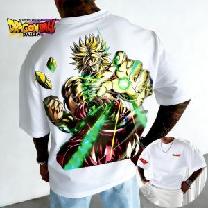 Bandai | Dragon Ball Anime Cotton T-shirt 2026 Summer New Broli Printed Mens and Womens Street Hip Hop Loose Casual Short Sleeve Top