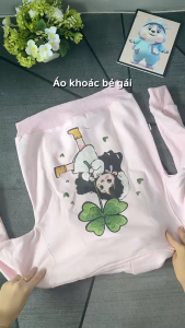 Áo Khoác Bé Gái Hoodie Zip DÂY KÉO Form Rộng Nỉ Lót Bông GIẢ HÌNH THÊU cho bé từ 13-50kg - Con Xinh