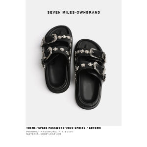 SEVEN MILES | Dép Xỏ Ngón Gót Dày Tăng Chiều Cao Da Thật