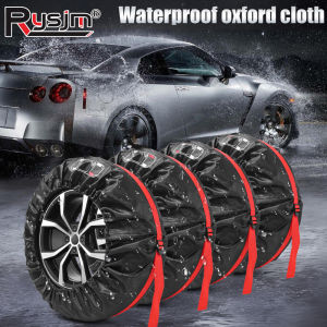 4pcs Storage Bags Tire Cover Case Waterproof Car Spare Tire Cover Polyester Dust-proof Portable Wheel Bags Protection Wheel Part