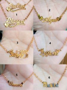 Kalung Nama Titanium Gold