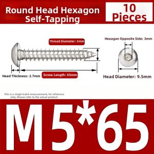 Yi Se Dian Zi | 304 Stainless Steel Half Round Head Internal Hexagon Self-Tapping Screw