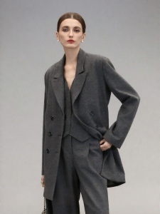 COCOBELLA | Gray-style Faux Two-piece Wool Overcoat
