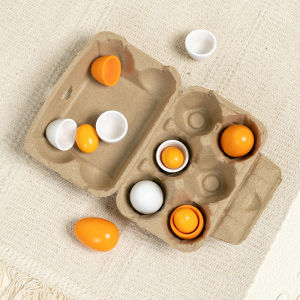 6 pieces of simulated wooden egg toy set for children pretending to play with food egg yolk kitchen food childrens toys