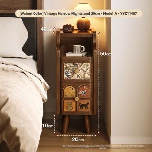MR ART | Retro Style Nightstand Narrow Small Bedside 20cm