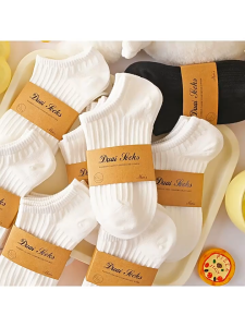 Men Cotton Boat Socks Thin Solid Color Low-top Socks Black White Shallow Mouth Invisible Non-slip Slipper Socks