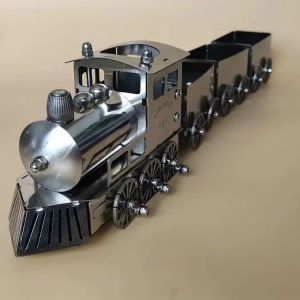 Mô hình đầu máy hơi nước thu nhỏ bằng thép không gỉ cổ điển Bộ xe lửa thu tĩnh kiểu cũ với toa xe có thể tháo rời