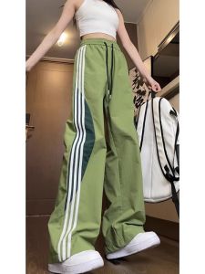 Quần Thể Thao Ice Silk Nhanh Khô Cho Nữ 2025 Quần Dài Ống Đứng Rộng Rãi Mỏng Mùa Hè Cỡ Lớn Quần Dài Ống Rộng