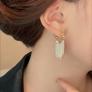 Design Sense French Romantic Silver Color Tassel Metal Long Earrings 2023 New Jewelry Party Luxury Accessories For Women Girls