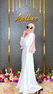ARALLUCE Dress Putih Wanita Kekinian Terbaru Gamis Abaya Putih Wanita Muslim Turkey