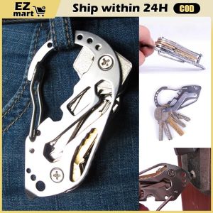 Multifunction Tool Outdoor EDC Stainless Steel Climbing Button Carabiner Key Chain Quick Hanging Key Storage Clip Waist of Trousers Hanging Buckle Tool