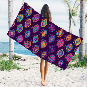 Bohemian Rainbow Evil Eye Quick Drying Microfiber Beach Towel Lightweight for Swimming Camping Yoga - Bath Towel