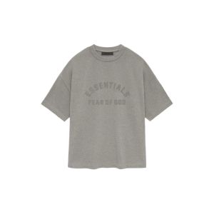 Essentials Summer Ss24 New Arrival Fog Short Sleeve Letter Print round Neck Pullover Loose T-shirt Trendy Grass Gray