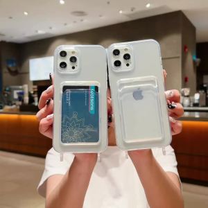 AKABEILA | Soft TPU Card Holder Phone Case For iPhone 17 16 Pro Max 13 11 15 14 12 Air XR X Xs 7 8 Plus Shockproof Card Slot Funda Cover