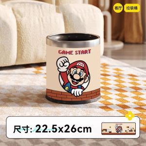 Cartoon Home Use Trash Can Large Capacity Toilet Bathroom Paper Basket New High Aesthetic Living Room Sanitary Bucket