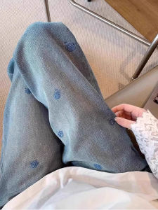 Embroidery Crystal Decoration Flare Jeans Slim Fit