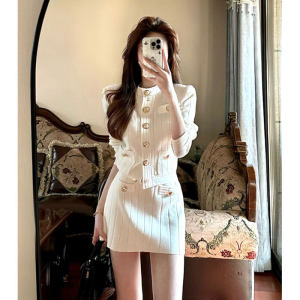 CHANGTONG | Elegant Casual Style Knit Outfit Set Skirt Top