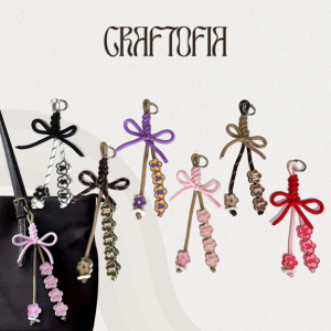 CRAFTOFIA Custom Name Flower Letters Ribbon Paracord Keychain/ Giveaways I Premium 3D Printed PLA