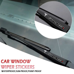 TESLA | 2Pcs Car Logo Stickers Wiper Decals Decoration Accessories For Tesla Model 3 Model Y Model S Model X Cybertruck SpaceX Roadster