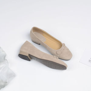 Seasonal Bow Decorated Round Toe Coarse Heel Ladies Shoes