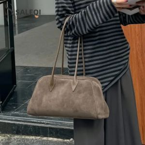 Túi Đeo Vai Nữ Thời Trang Bằng Da Lộn Da Bò Mờ Chính Hãng Túi Đeo Vai Boston Cỡ Lớn Có Tay Cầm Dài