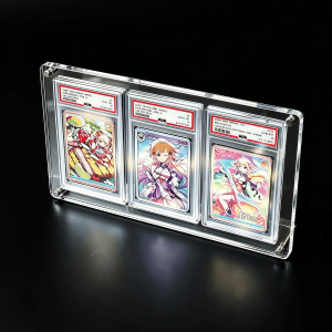 Takara Tomy | 3-Slot Acrylic Rating Trading Card Stand 35PT Thick Ultimate Display for Graded PokemonYu-Gi-Oh Crystal Clear Showcase Gift