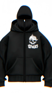 COD Hoodie BALACLAVA SNART Zipper Jaket Boxy Warna Hitam Kerah Tinggi Double Hoodie