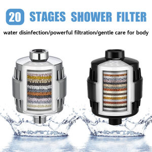 15/20 stages high output shower water filter to Remove Heavy Metals Chlorine Fluoride Filtered Soften Hard Water for Shower Head