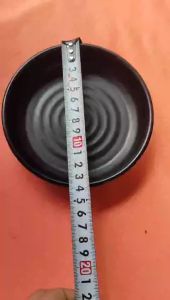 Dĩa tròn gân sâu nhựa melamine nhám đen đựng đồ chua kim chi Size 13.9 x 3.3 cm (DGS 06N)