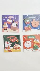 60 Sheets Christmas Sticky Note Pad Self Adhesive Memo Pads Removable Reusable for Kids School Notes Cartoon Cute